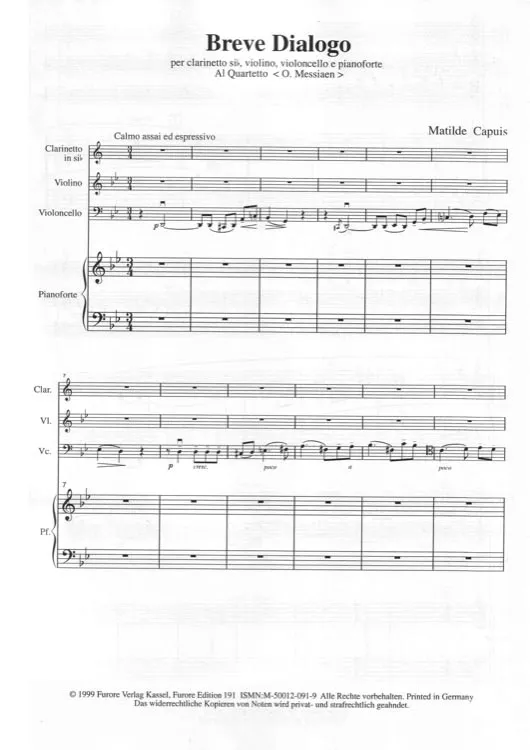 Furore Edition Breve Dialogo Kammermusik Partitur Stimmen