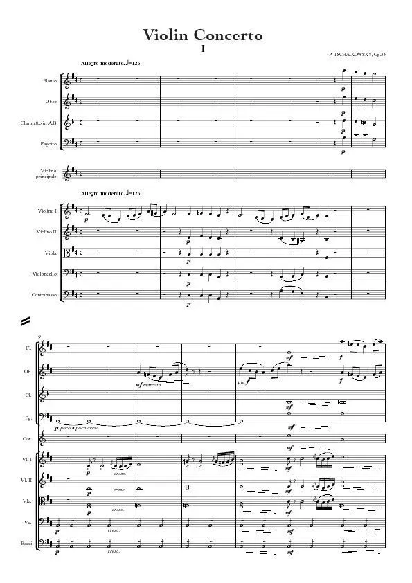 Artaria Tschaikowski Violinkonzert D-Dur op.35 Noten Partitur Stimmen