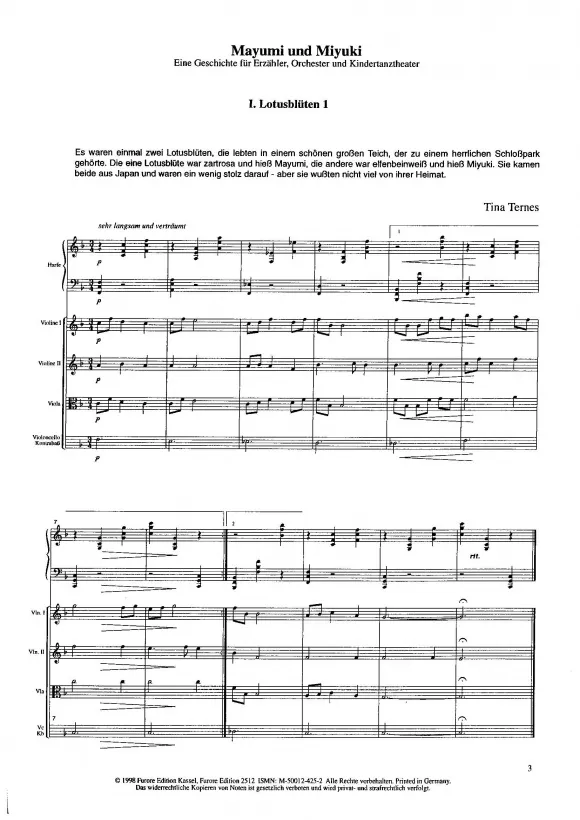 Furore Edition Mayumi und Miyuki Partitur Kinderchor Orchester