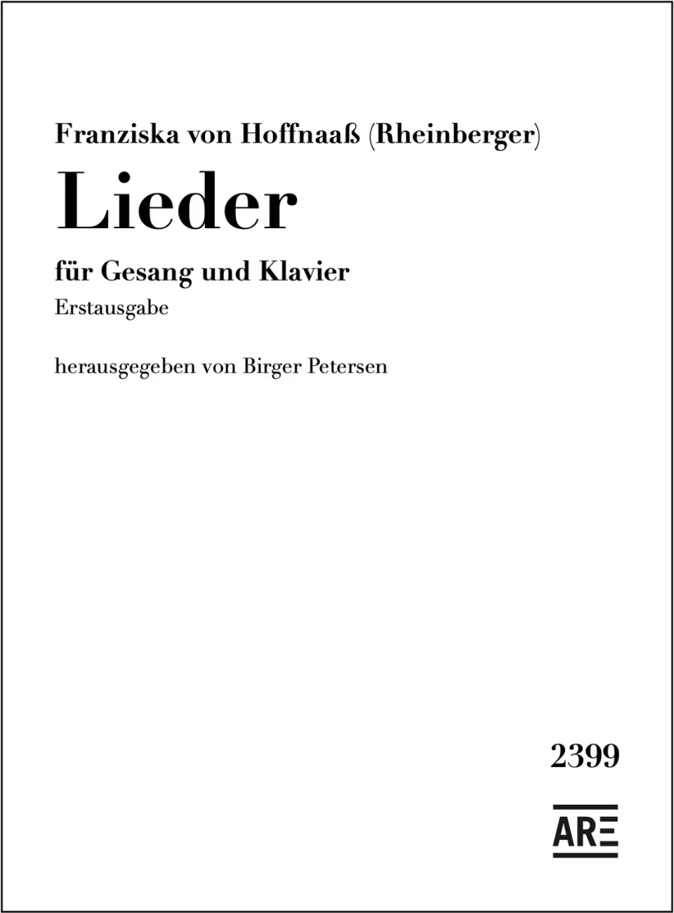 Are Musik Verlag Hoffnaaß Lieder Gesang Klavier Noten