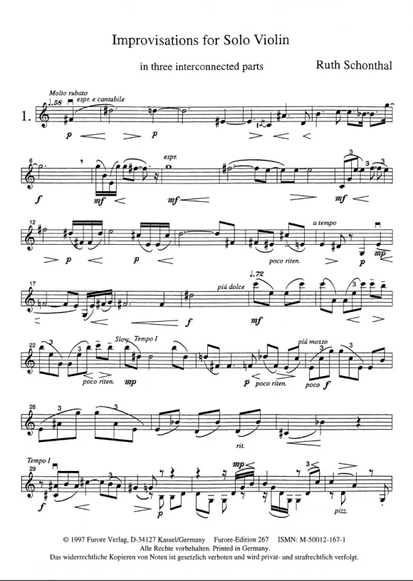 Furore Edition Improvisations Violine solo Noten 10 Min.