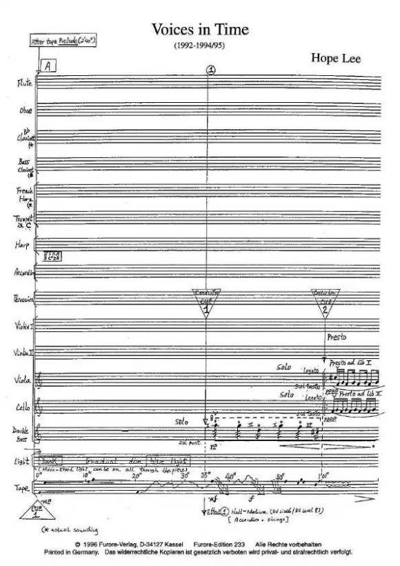 Furore Edition Voices in Time Partitur für Ensemble