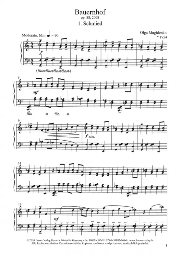 Furore Edition Bauernhof op. 88 Klaviernoten mittelschwer