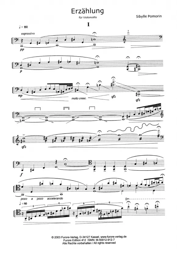 Furore Edition Erzählung Partitur für Violoncello