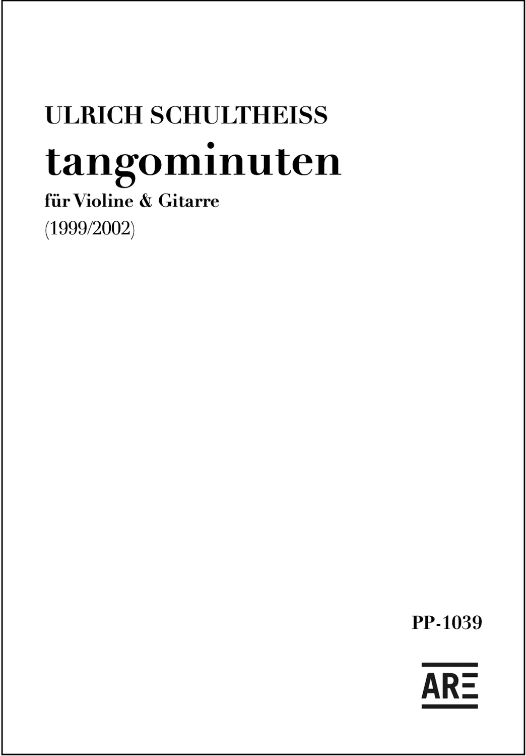 Are Musik Verlag Schultheiss tangominuten Noten
