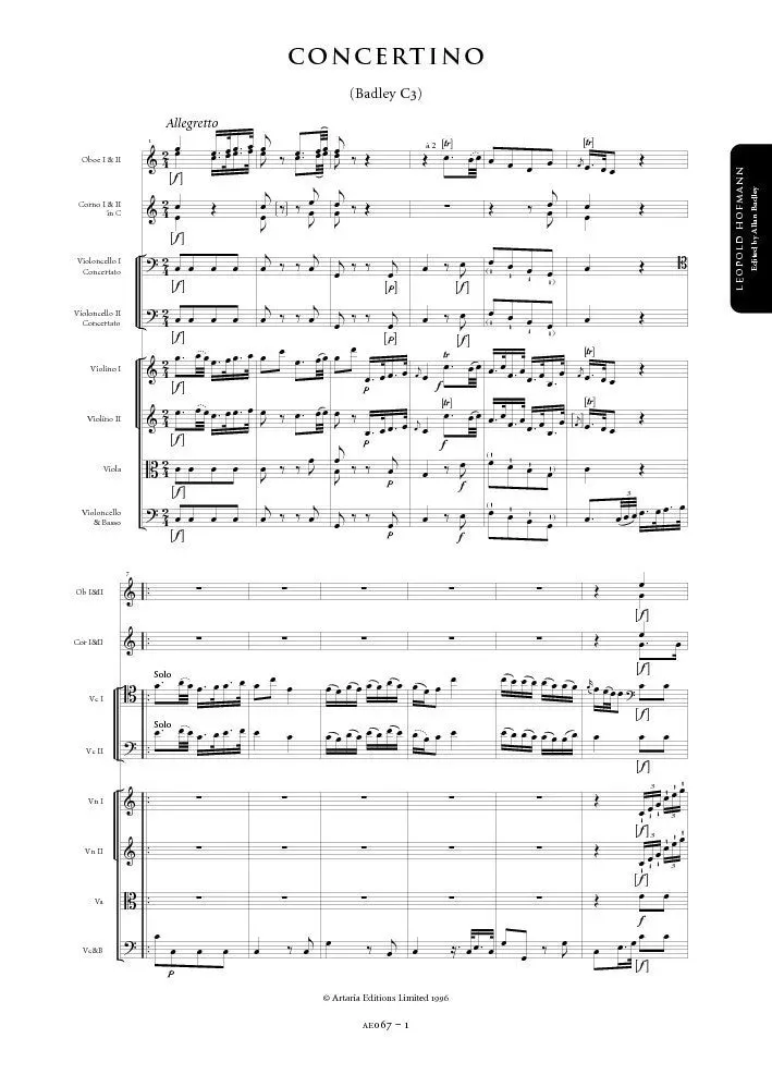 Artaria AE067 Hofmann Concertino C-Dur Noten