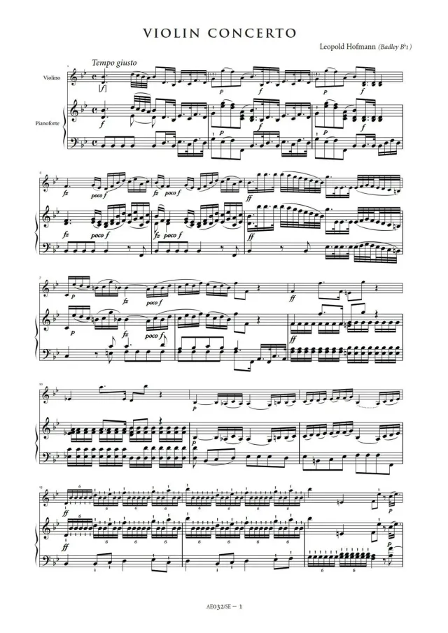 Artaria Hofmann Violinkonzert B-Dur Klavierauszug mit Solostimme