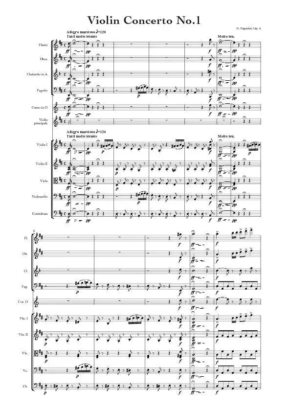Artaria Paganini Violin Concerto No. 1 in D major, Op. 6 Kammerausgabe