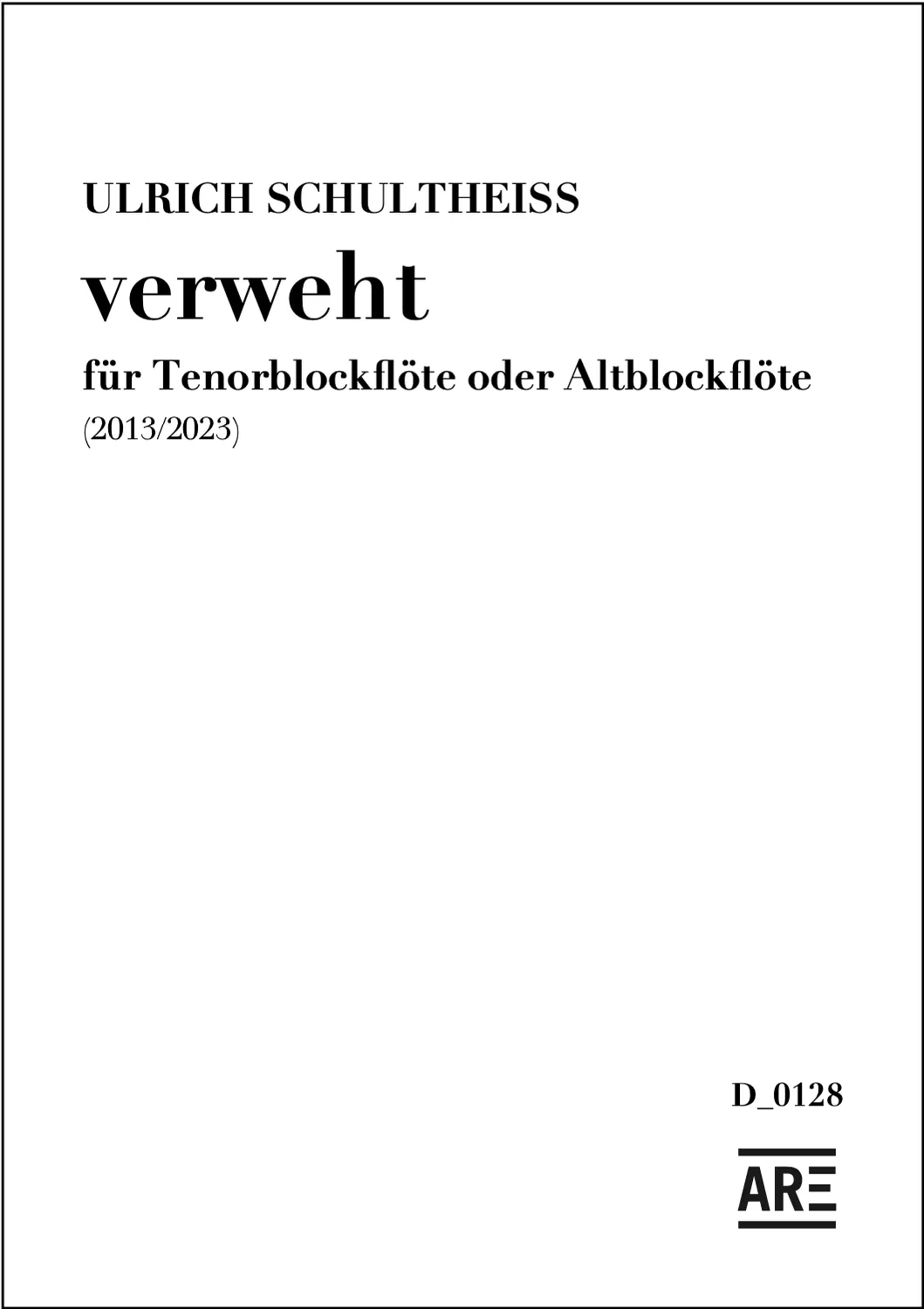 Are Musik Verlag Schultheiss verweht Noten