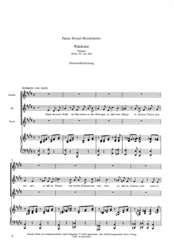 Furore Edition Waldruhe Chorpartitur SAT Trio Klavier