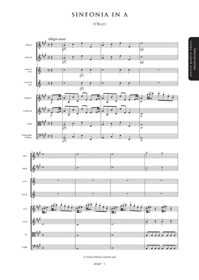 Artaria AEK1 Kraus Sinfonien Vol.1 4 Sinfonien Partitur