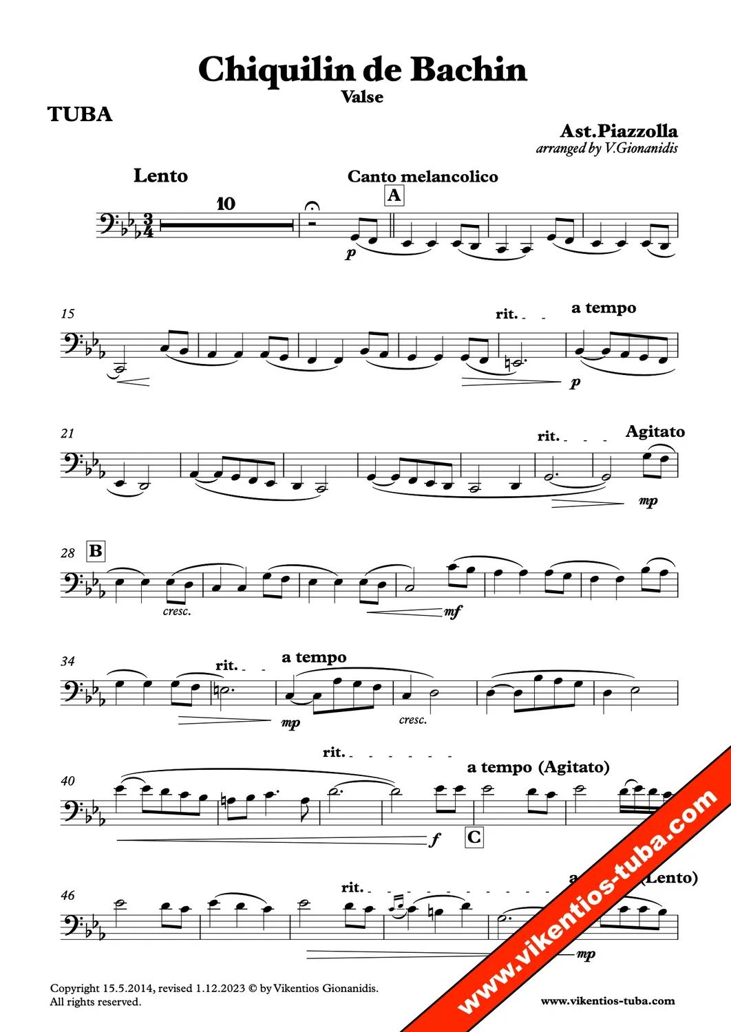 Vikentios Gionanidis Chiquilin de Bachin Noten Tuba Klavier