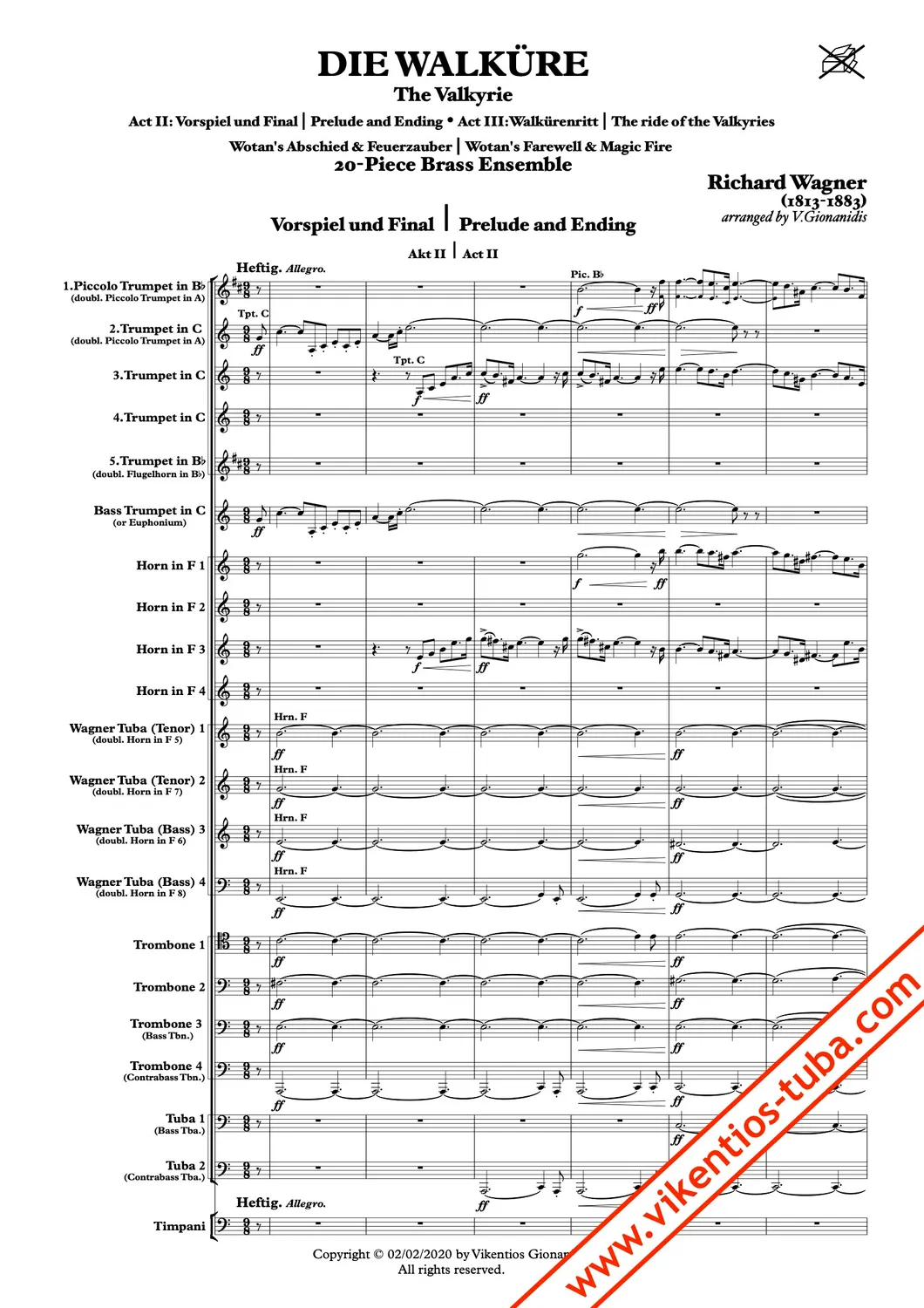 Vikentios Gionanidis BRASS Ring Nibelung Wagner Noten