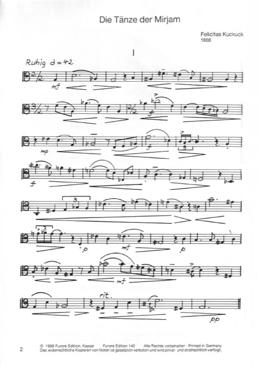 Furore Edition Die Tänze der Miriam Viola solo Noten