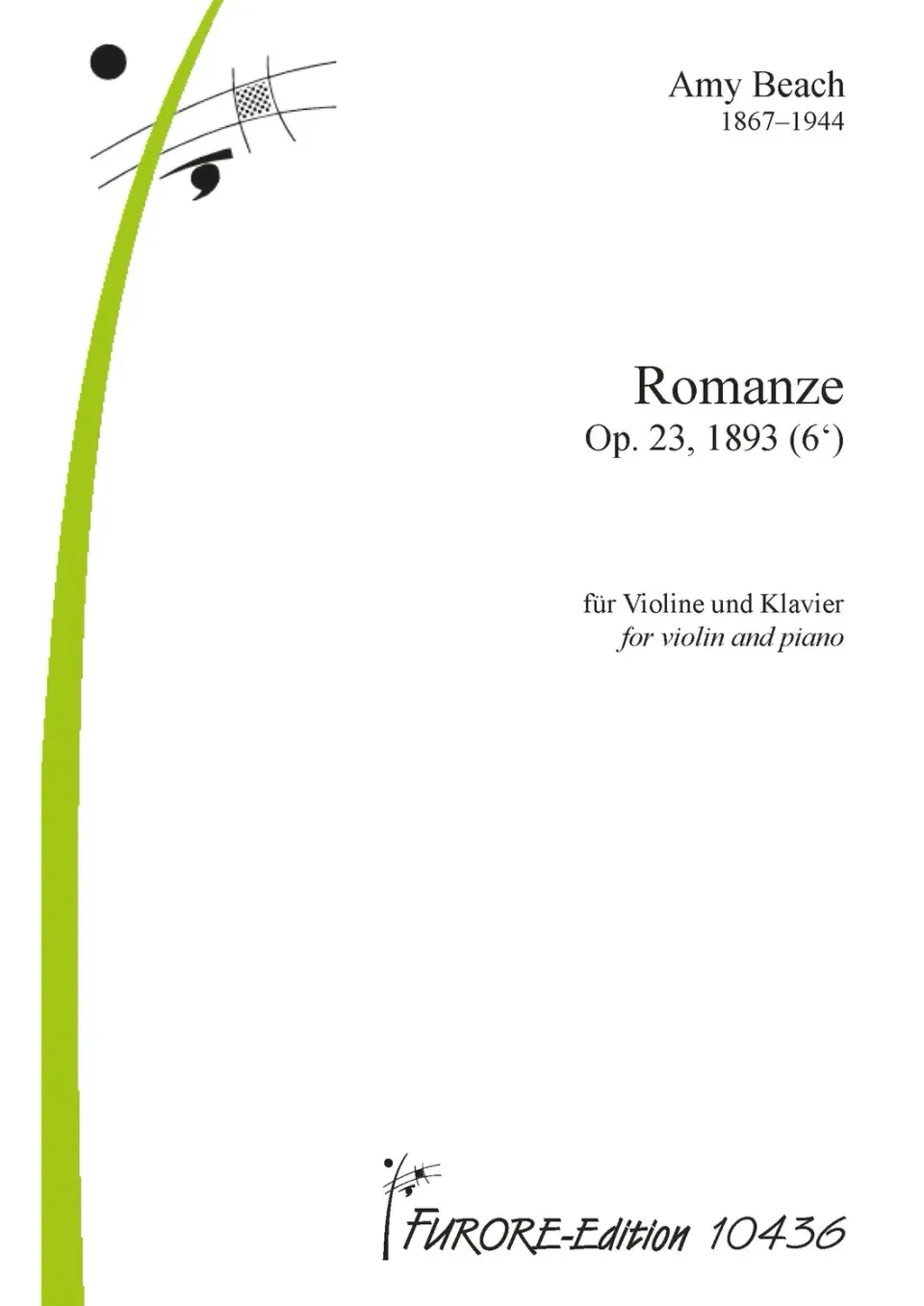 Furore Edition Romanze op. 23 für Violine und Klavier Noten