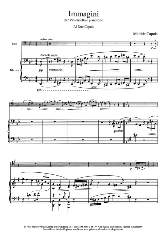Furore Edition Immagini Noten Cello Klavier 12 Minuten mittel