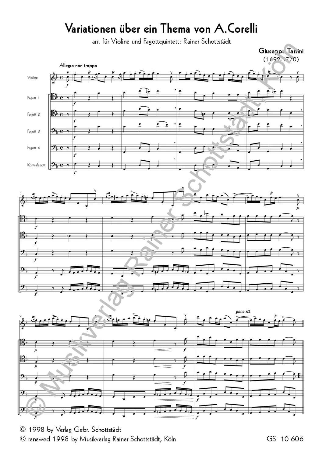 Schottstädt Corelli-Variationen Noten Violine Fagott Kontrafagott