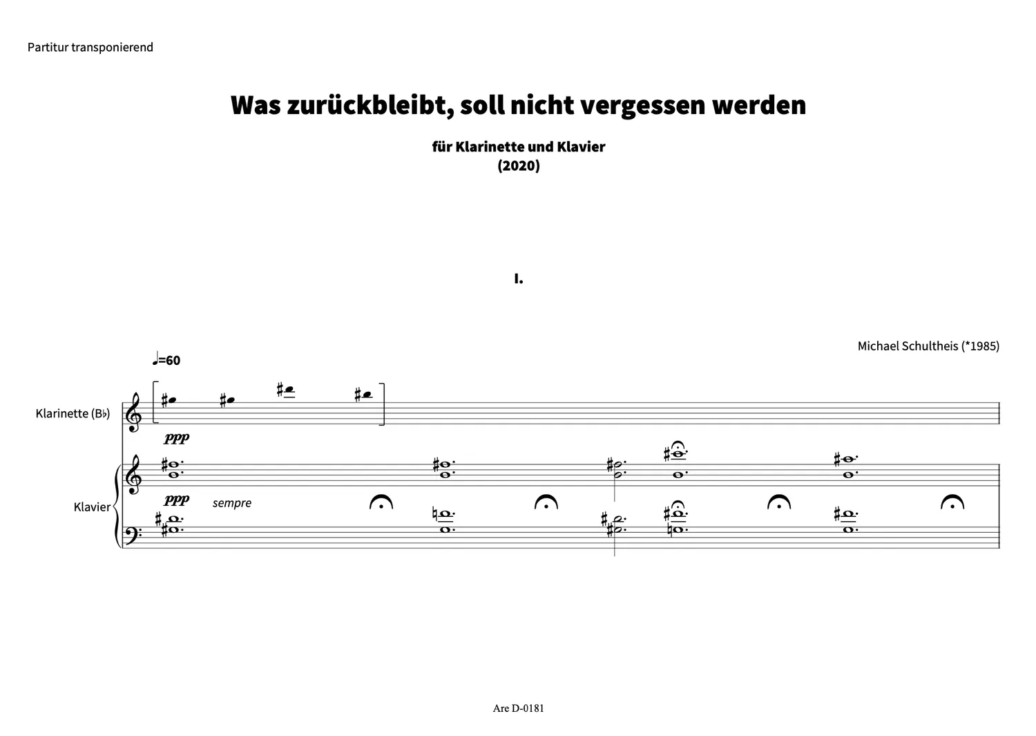 Are Musik Verlag Was zurückbleibt Duo Noten