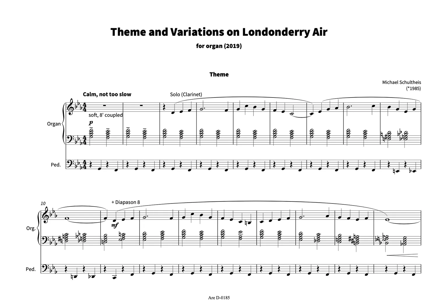Are Musik Verlag Schultheis Londonderry Air Orgelnoten