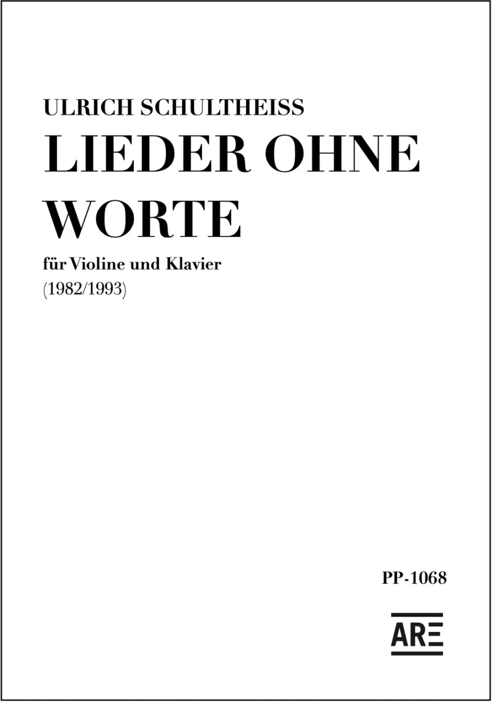 Are Musik Verlag Schultheiss Lieder ohne Worte Violine Klavier Noten
