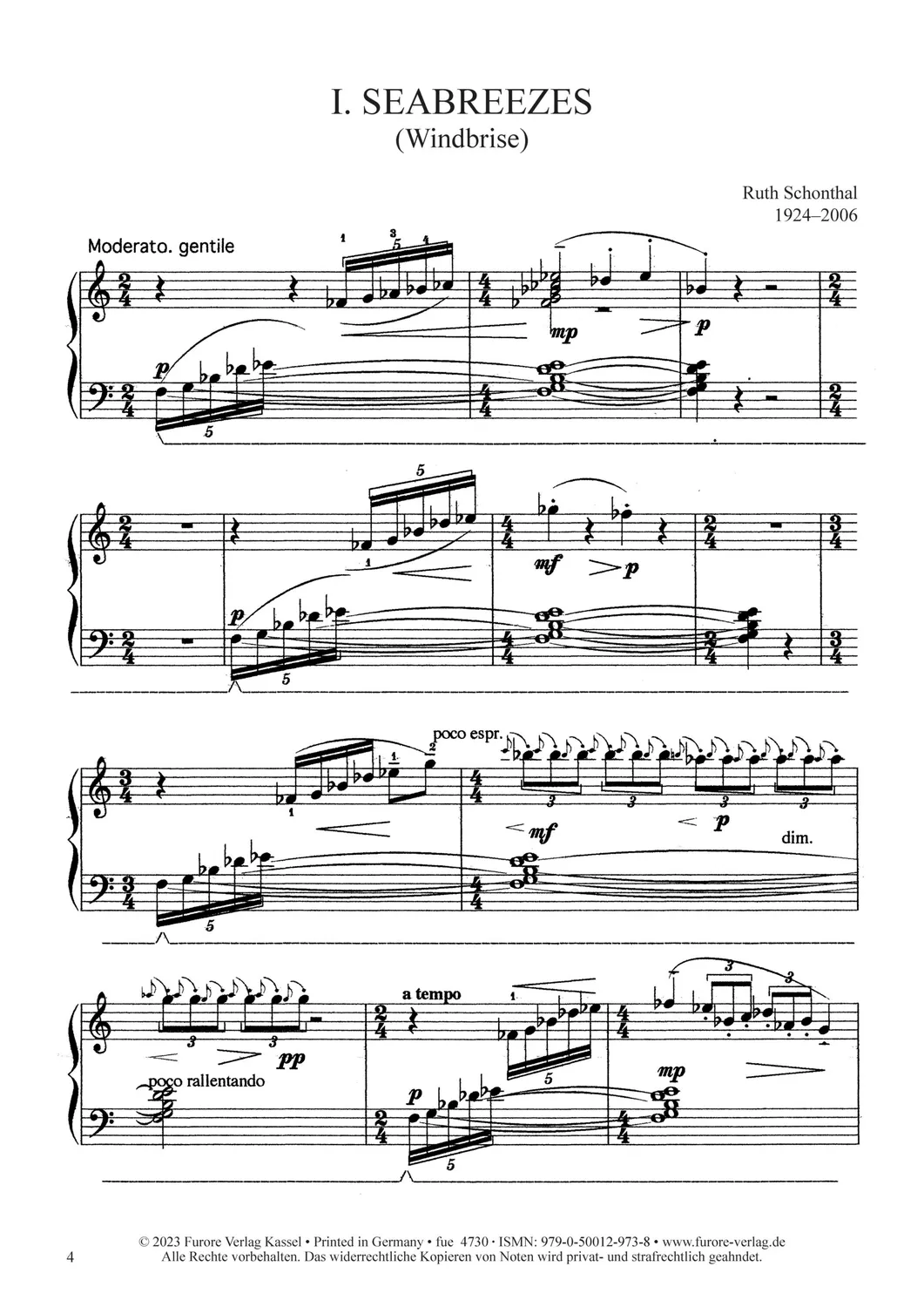 Furore Edition Oceanic Suite Klaviernoten 6 Stücke Sammlung