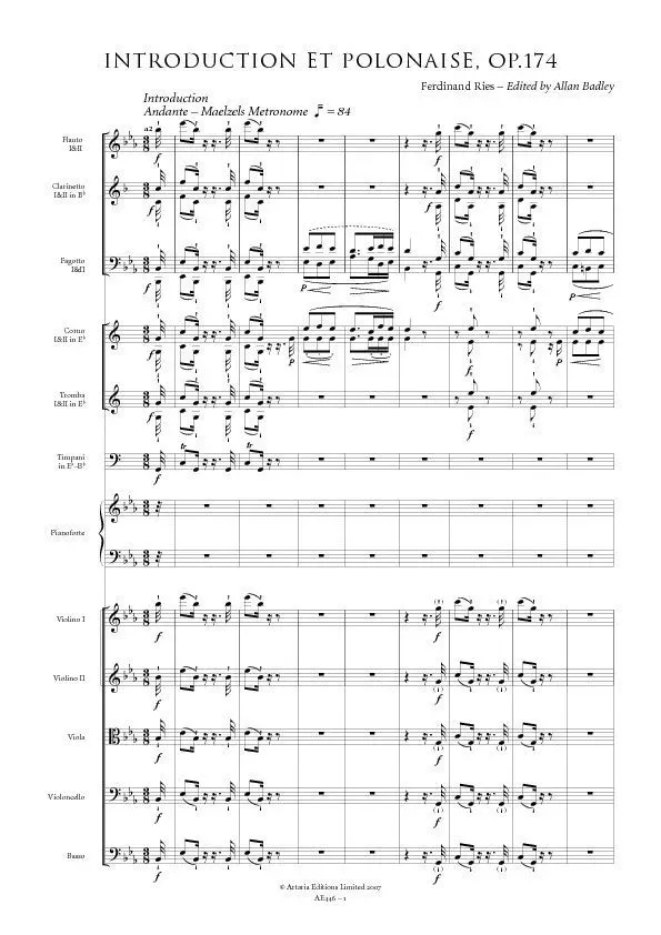Artaria Ries Introduction Polonaise op. 174 AE446 Noten