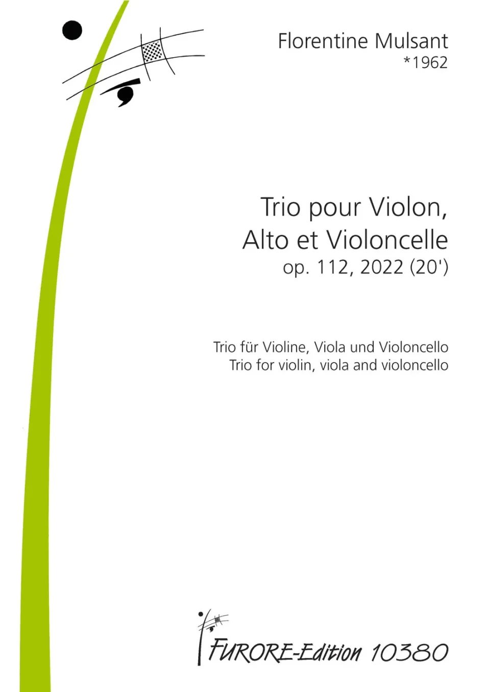 Furore Edition Trio pour Violon, Alto et Violoncelle op. 112 Noten