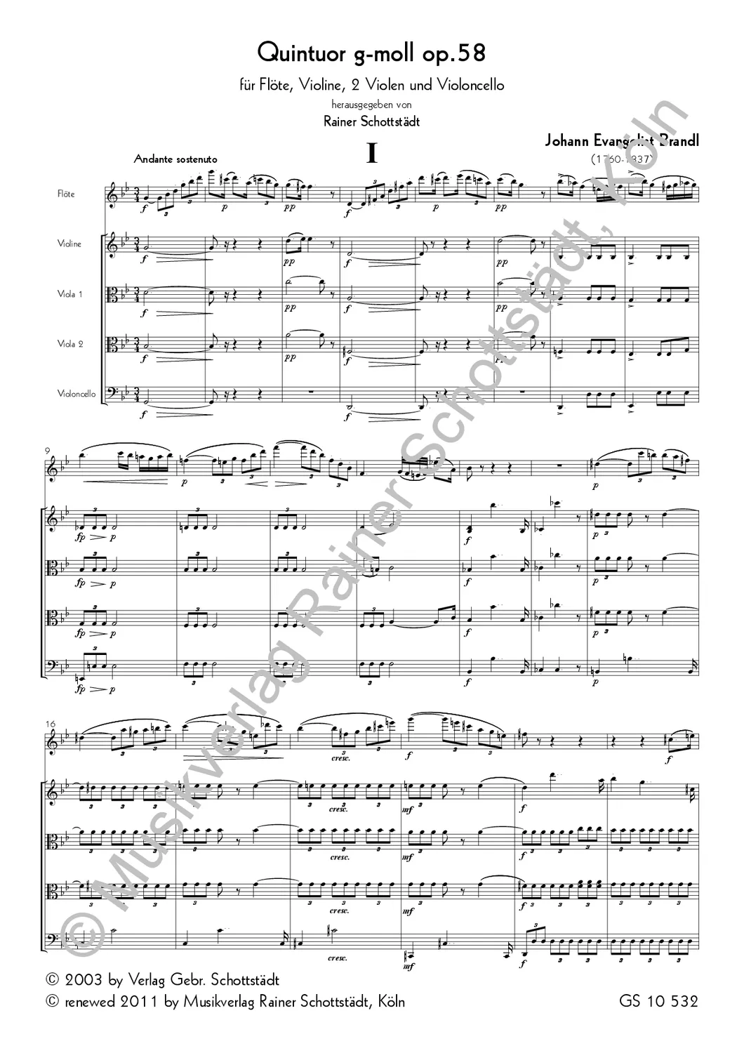 Musikverlag Rainer Schottstädt Quintetto Nr.1 g-moll op.58 Noten