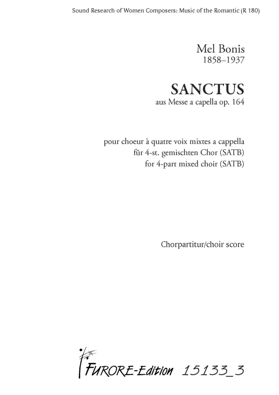Furore Edition Sanctus für 4-stimmigen gemischten Chor Noten