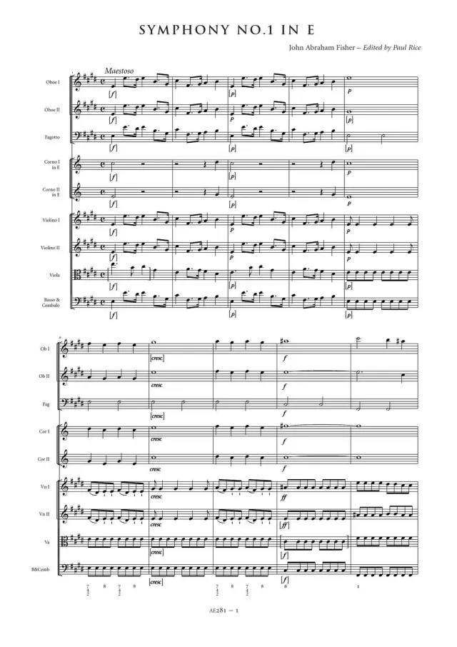 Artaria Fisher Sinfonie Nr. 1 E-Dur AE281 Noten