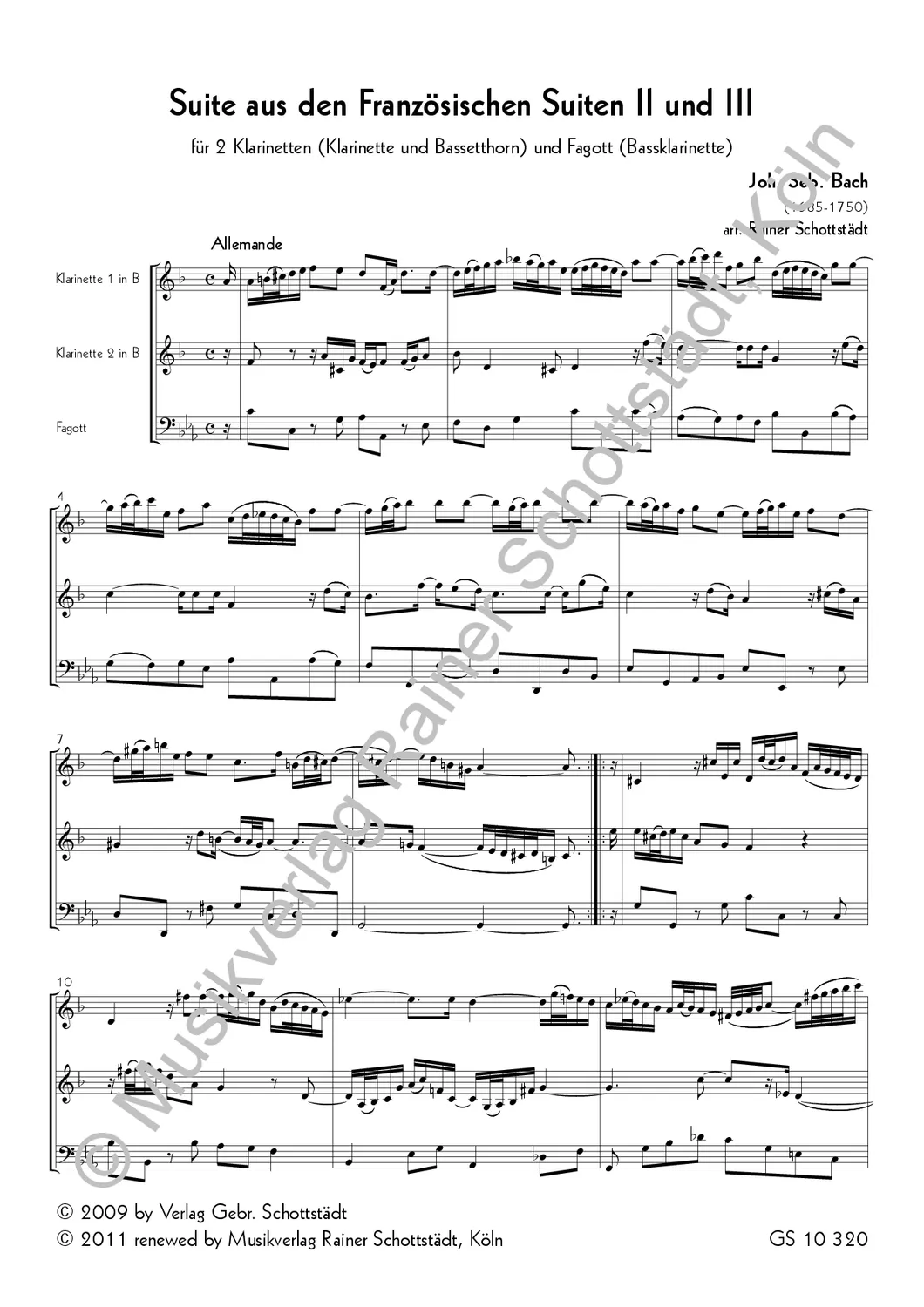 Musikverlag Rainer Schottstädt Suite Franz. Suiten 2 und 3 Noten Trio