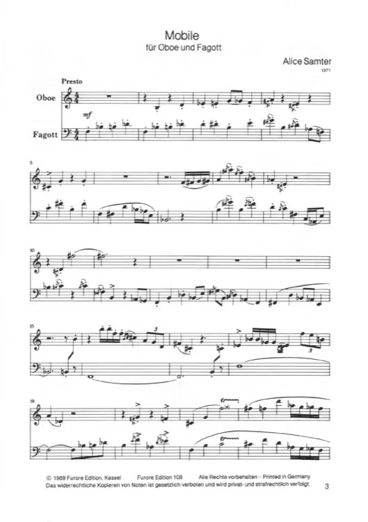 Furore Edition Mobile Noten Oboe Fagott Partitur Stimme
