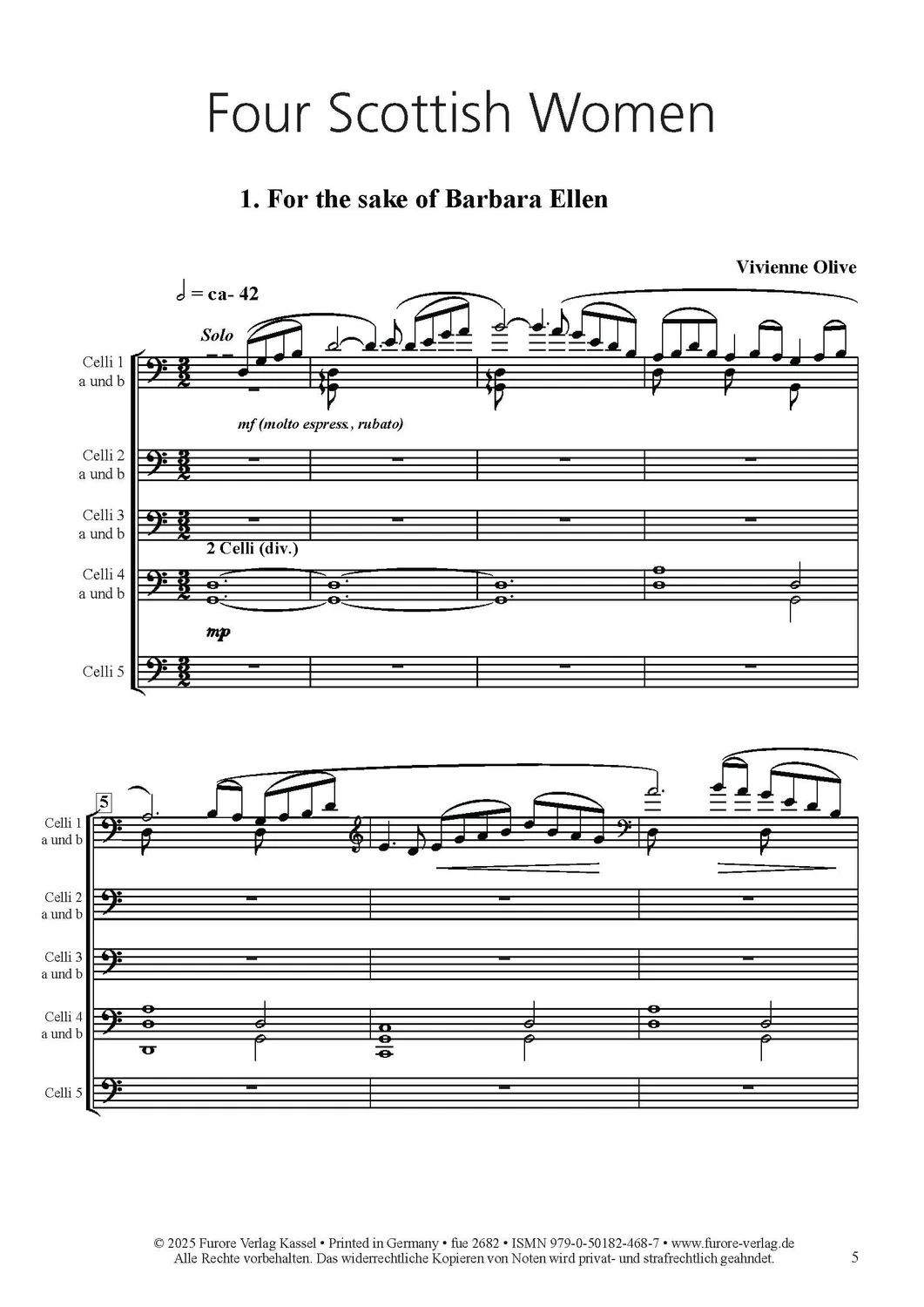 Furore Edition Four Scottish Women Celloorchester Partitur