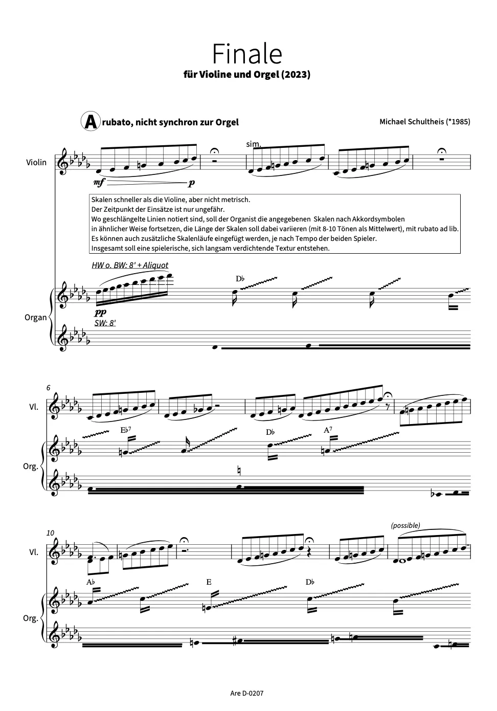 Are Musik Verlag Schultheis Finale 2023 Noten Violine Orgel