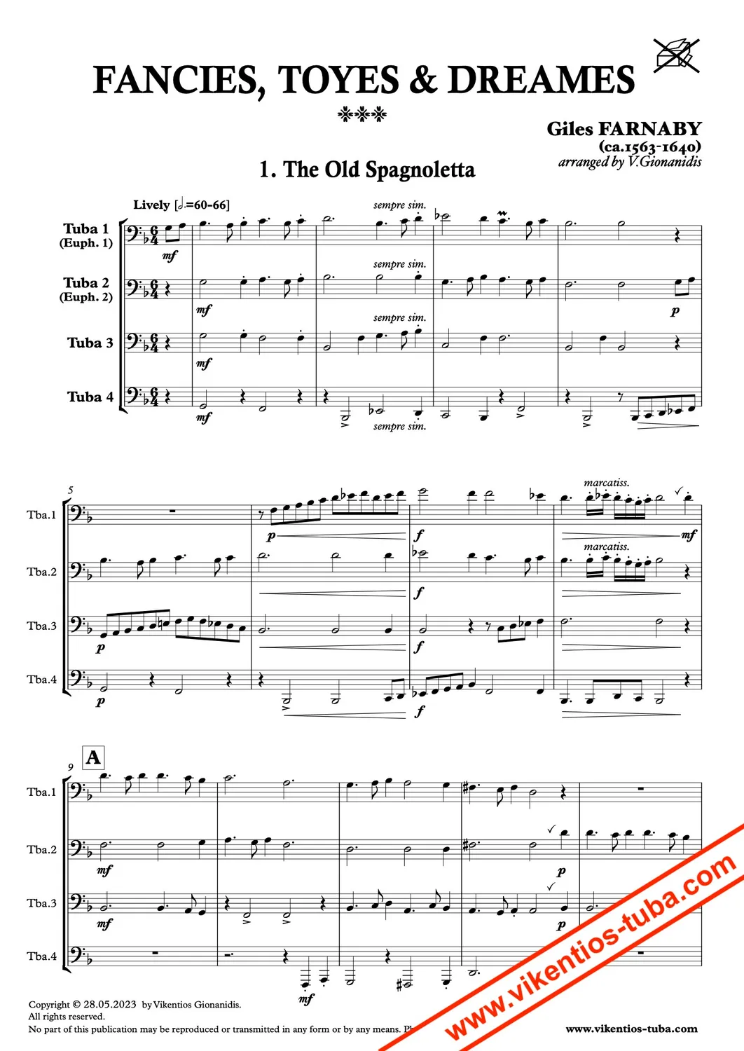 Vikentios Gionanidis Fancies, Toyes & Dreames Noten für Tubaquartett