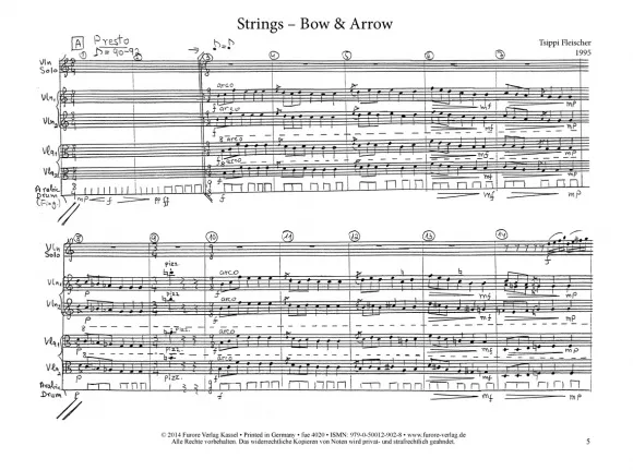 Furore Edition Strings – Bow & Arrow op. 30 Noten Faksimile