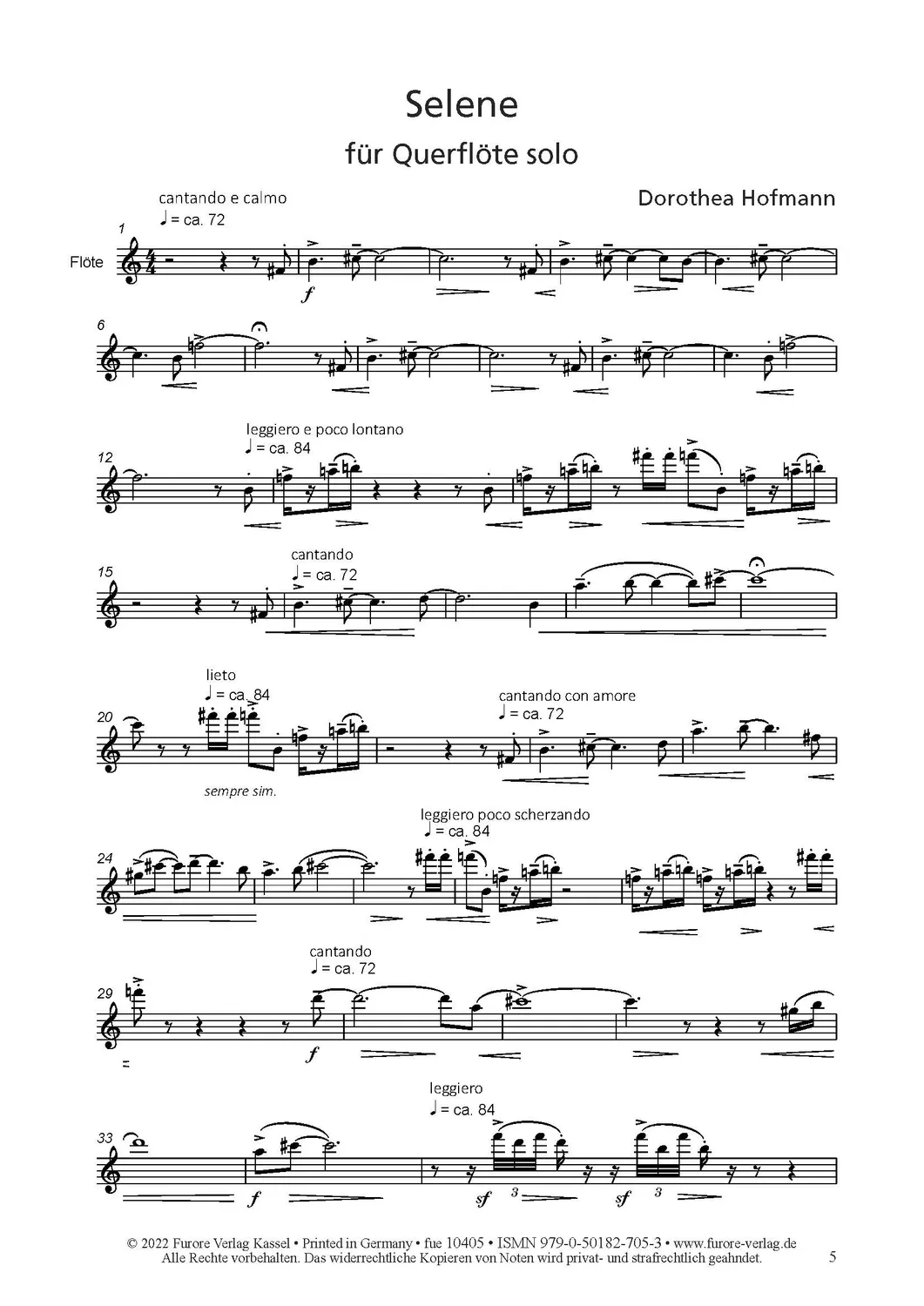 Furore Edition Hymnus Querflöten-Noten solo