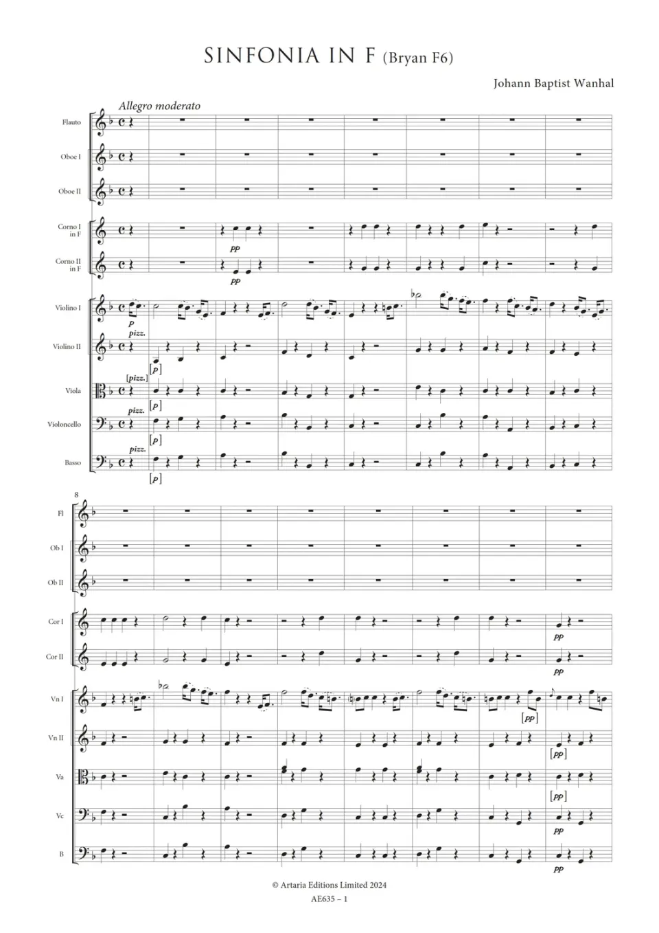 Artaria AE635 Wanhal Sinfonia F-Dur Noten