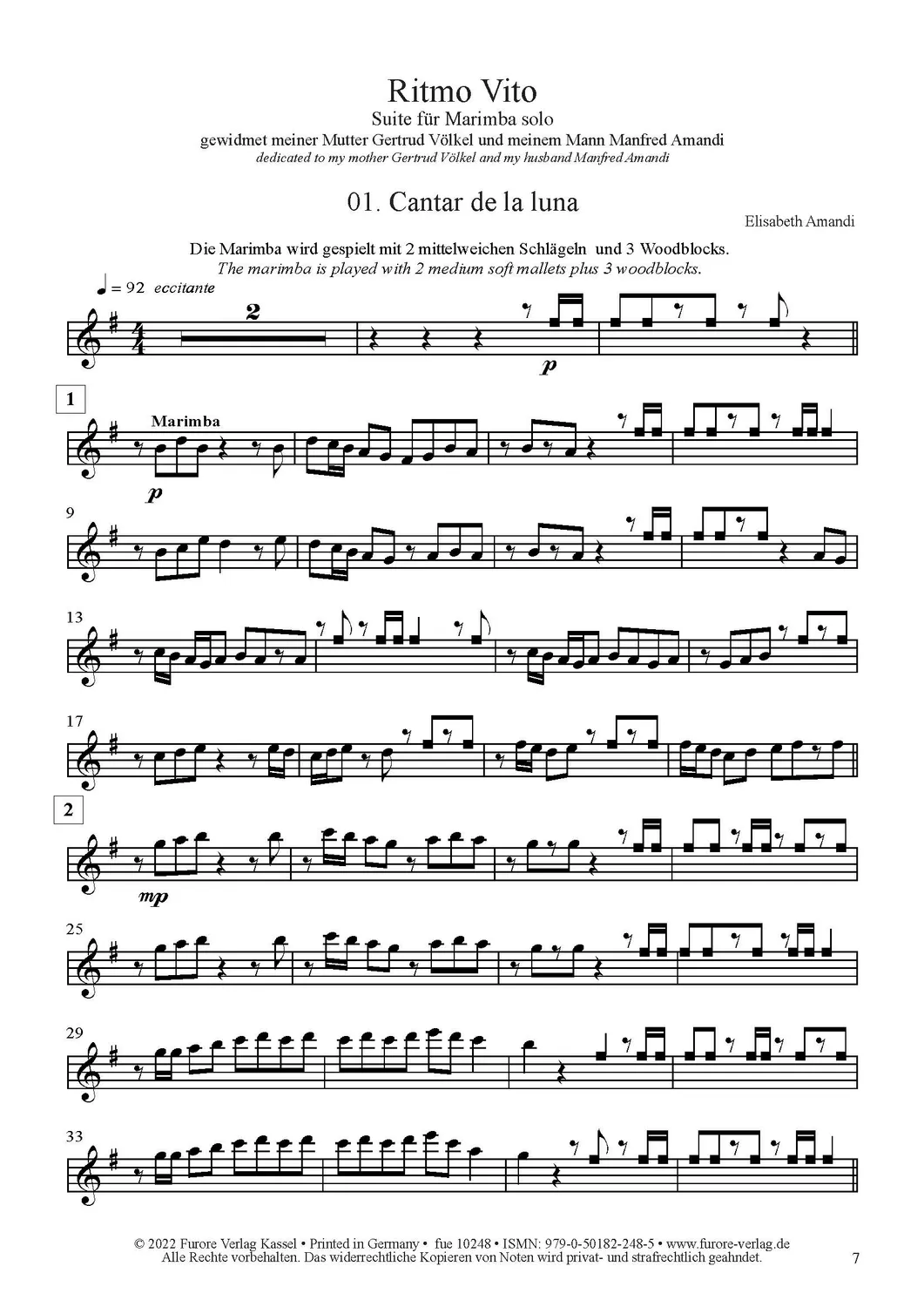 Furore Edition Ritmo Vito Suite für Marimba solo