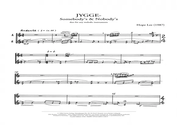 Furore Edition Jygge Somebody's & Nobody's Noten Duett