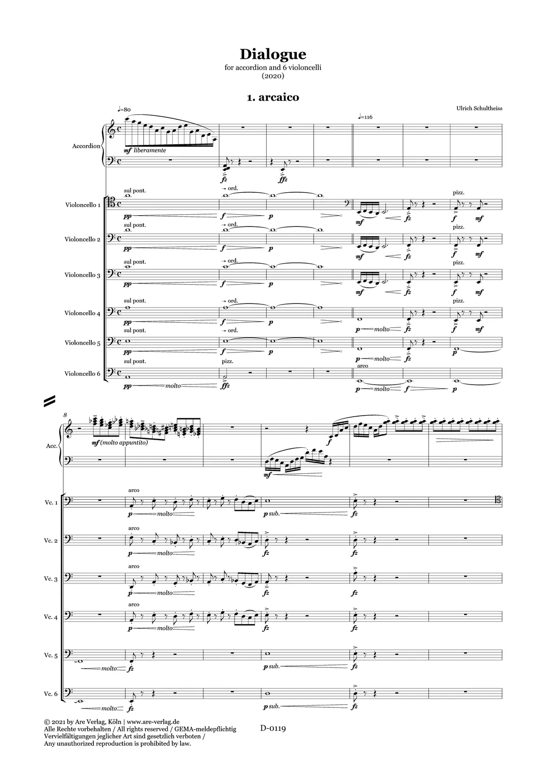 Are Musik Verlag Dialogue Akkordeon 6 Celli Noten 10 Min