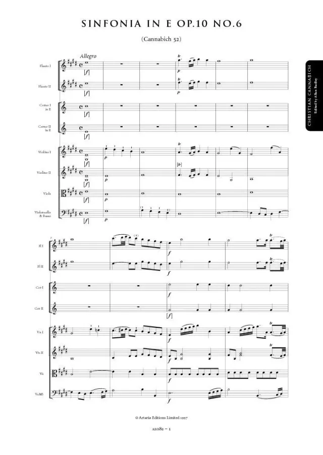 Artaria AE081 Cannabich Sinfonie E-Dur op.10/6 Noten