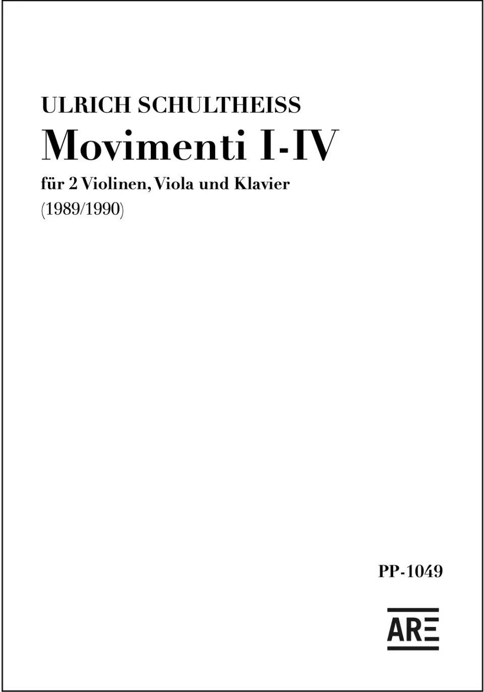 Are Musik Verlag Movimenti I-IV Noten 2 Violinen Viola Klavier
