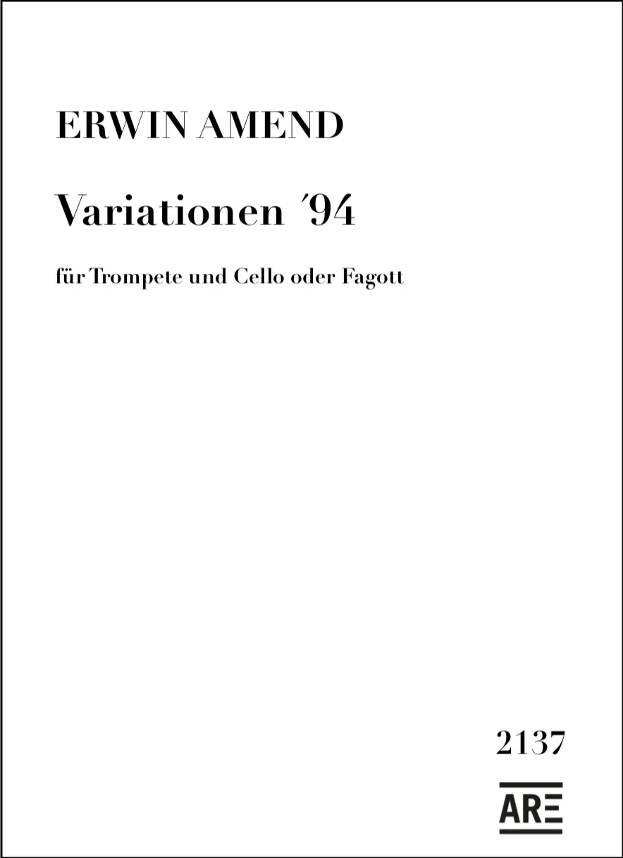 Are Musik Verlag Amend Variationen ’94 Noten für Trompete und Cello
