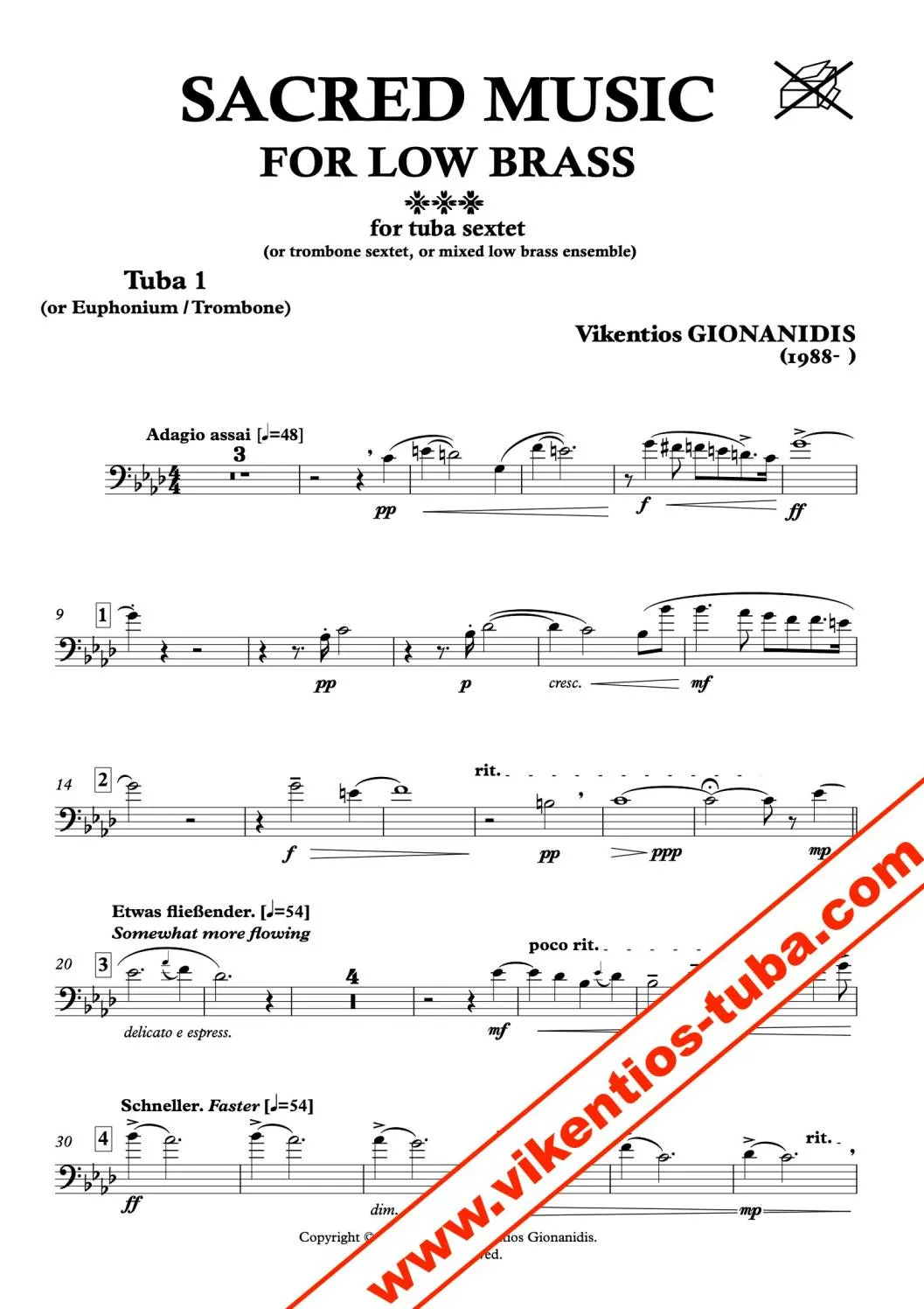 Vikentios Gionanidis Sacred Music Low Brass Noten Sextett
