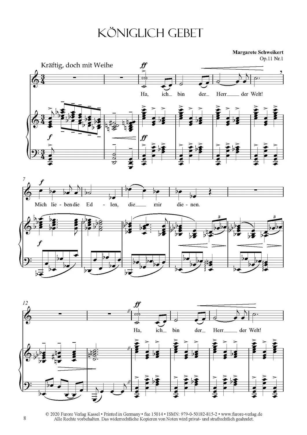 Furore Edition Vier Gedichte von Goethe op. 11 Liederzyklus