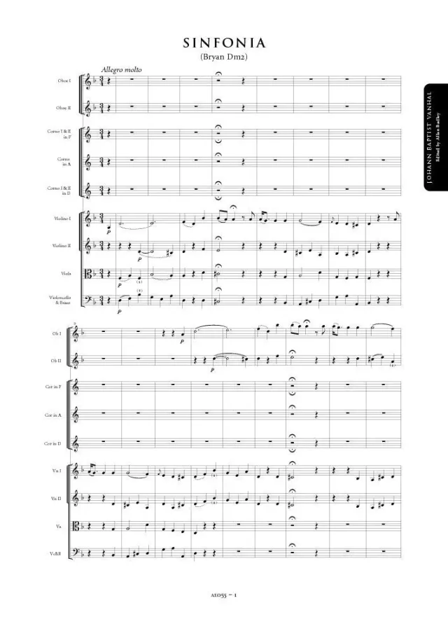 Artaria AE055 Wanhal Sinfonie d-Moll Bryan Dm2 Noten