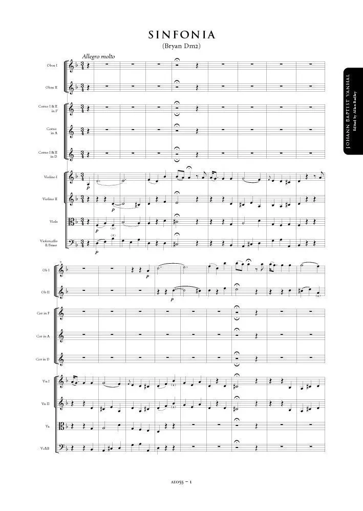Artaria AE055 Wanhal Sinfonie d-Moll Bryan Dm2 Noten