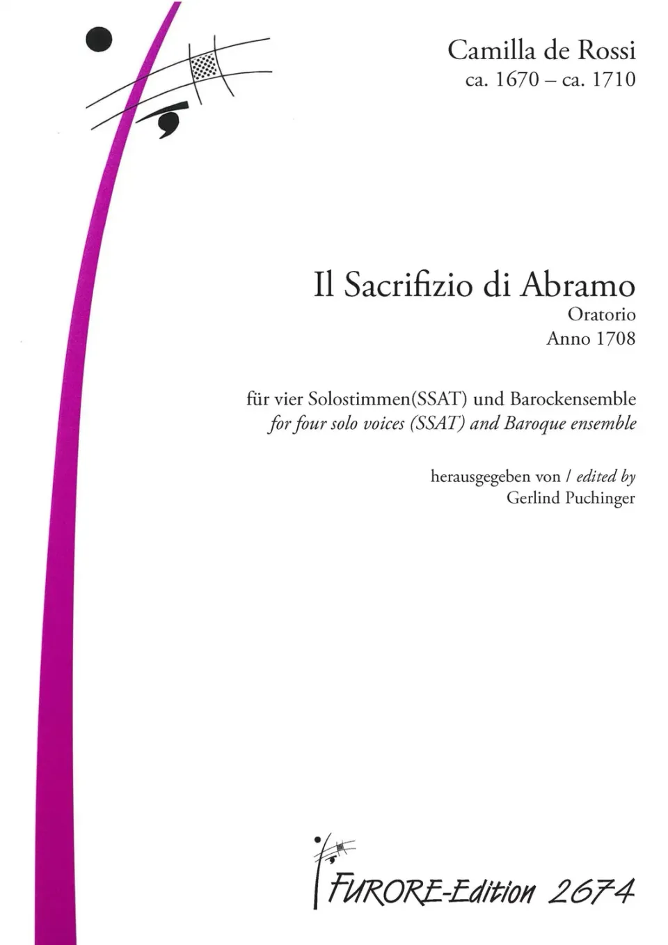 Furore Edition Il Sacrifizio di Abramo Oratorium Noten