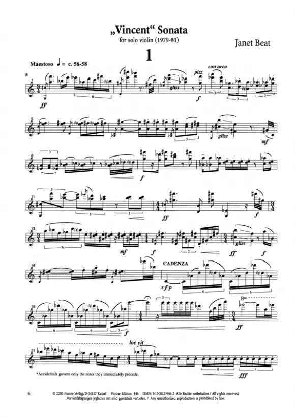 Furore Edition Vincent Sonata Violinnote Solo